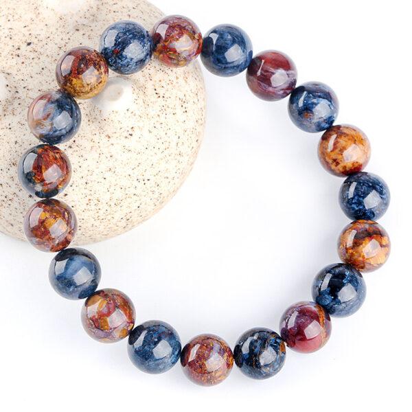 7A genuine natural colorful pietersite bracelet, 7 - 14mm round shape beaded bracelet - Image 2