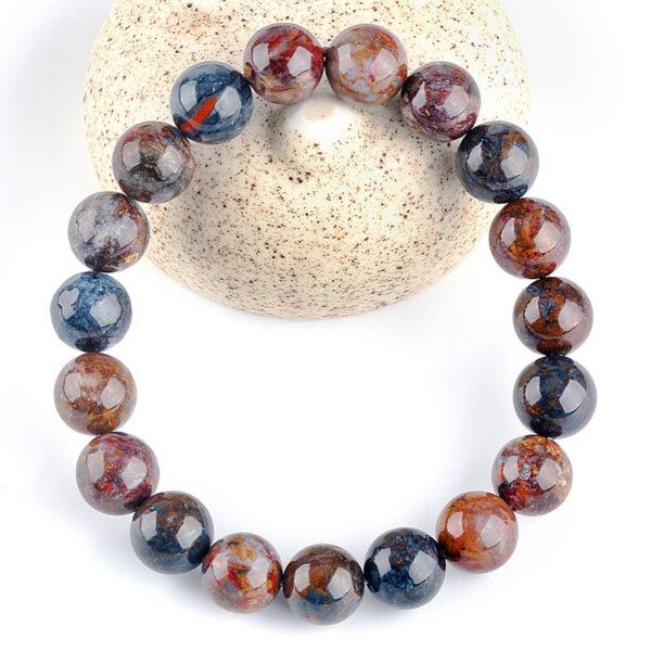 4A genuine natural colorful pietersite bracelet, 7 - 14mm round shape beaded bracelet - Image 2