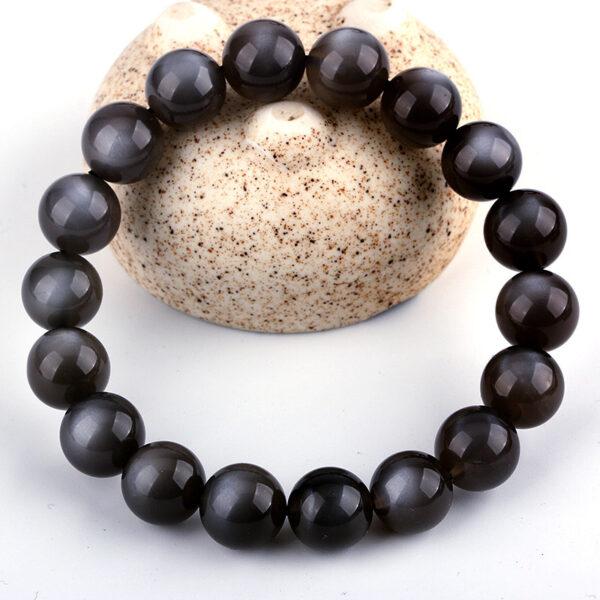 best genuine natural black moonstone bracelet, 6 - 12mm round shape beaded bracelet - Image 2