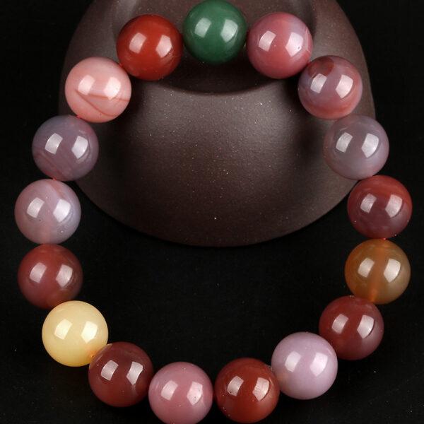 7A genuine natural colorful candy agate bracelet, 8 - 14mm round shape beaded bracelet - Image 2