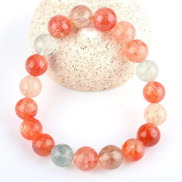 7A genuine natural arusha sunstone bracelet, 6 - 12mm round shape beaded bracelet - Image 2
