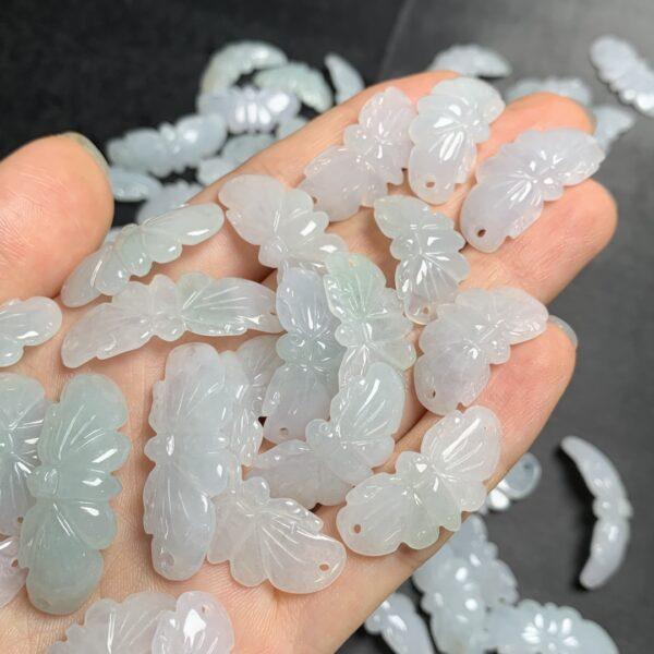 Curved butterfly shape genuine natural icy jadeite bead, jade bracelet bead - Image 2
