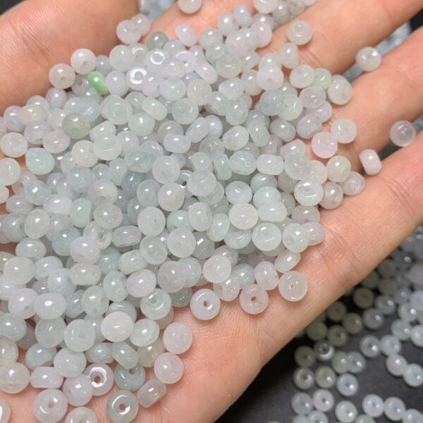 drum shape genuine natural icy white jadeite bead, small jade bead - Image 2