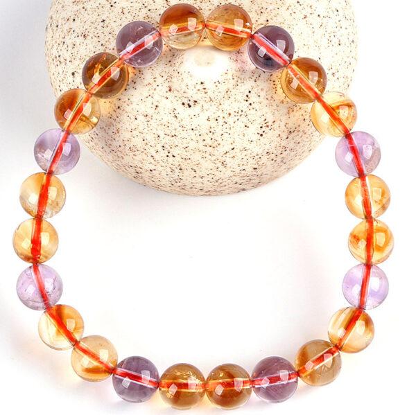 7A genuine natural ametrine bracelet, 7 - 10mm round shape beaded bracelet - Image 2