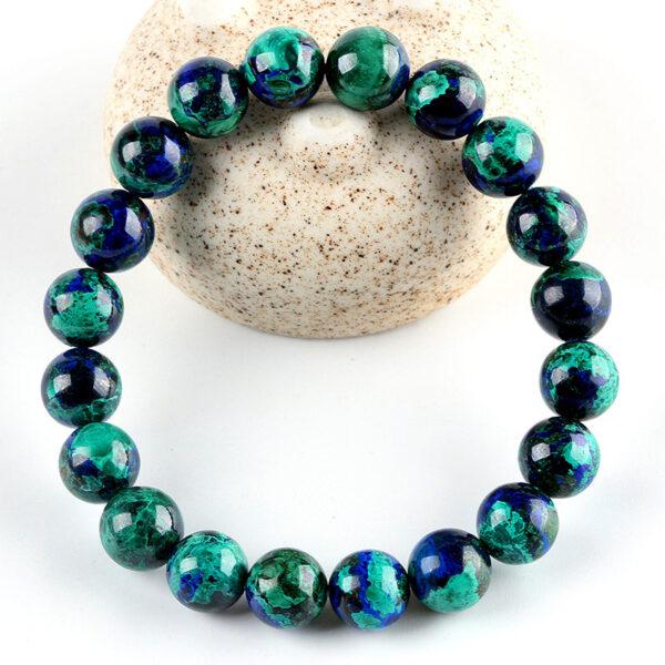 7A genuine natural chrysocolla bracelet, 7 - 12mm round shape beaded bracelet - Image 2
