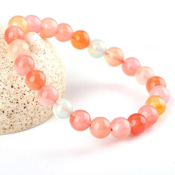best genuine natural colorful agate bracelet, 8 - 14mm round shape beaded bracelet - Image 2