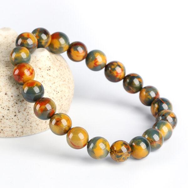 best genuine natural oil painting style pietersite bracelet, 7 - 14mm round shape beaded bracelet - Image 2