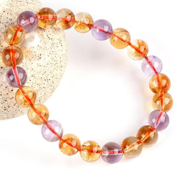 6A genuine natural ametrine bracelet, 7 - 10mm round shape beaded bracelet - Image 2