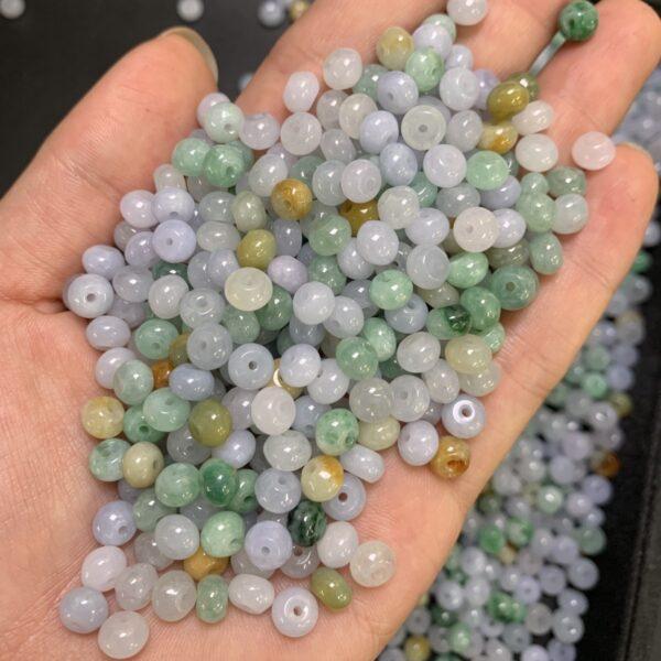 drum shape genuine natural light purple and green jadeite bead, small jade bead - Image 2