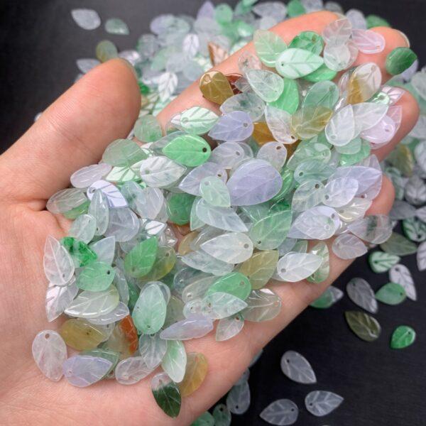 leaf shape genuine natural jadeite bead, colorful jade bead - Image 2