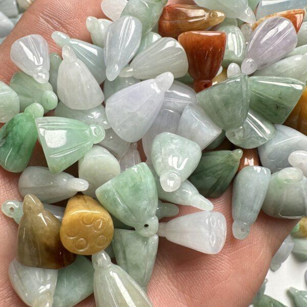 lotus shape genuine natural jadeite charm, jade bead - Image 2