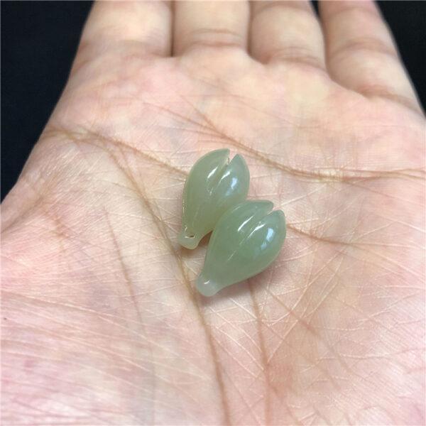 magnolia flower shape natural nephrite jade charm bead - Image 2