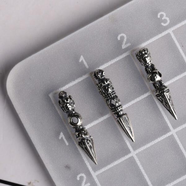 s925 sterling silver Vajra shape charm bead, oxidized silver vajra charm - Image 2