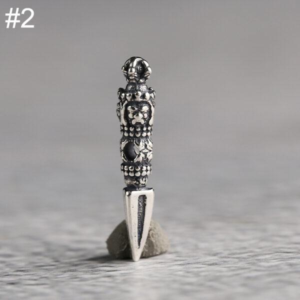 s925 sterling silver Vajra shape charm bead, oxidized silver vajra charm - Image 7