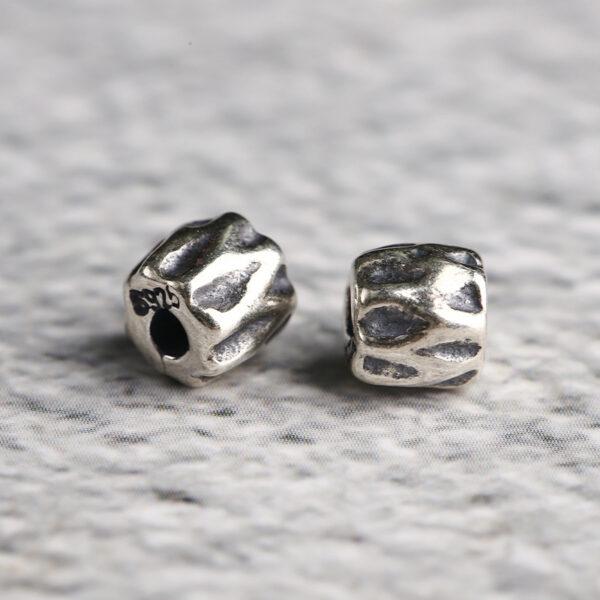 trunk shape s925 sterling silver bead, oxidized silver flower bead - Image 2