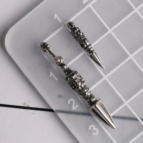 s925 sterling silver vajra shape charm bead, oxidized silver vajra charm - Image 2