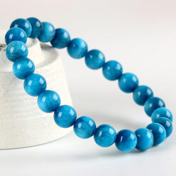 7A genuine natural apatite bracelet, 7 - 10mm round shape beaded bracelet - Image 2