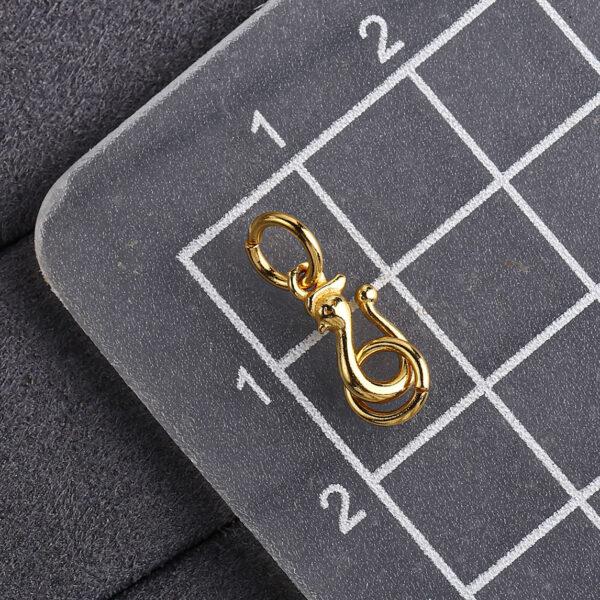 double rings phoenix shape gild s925 sterling silver clasp, flower pattern golden clasp bead - Image 2