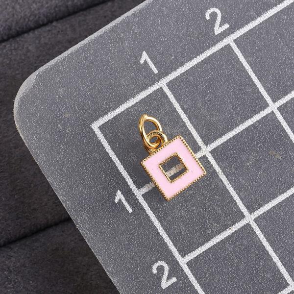 hollow square shape gild sterling silver charm bead, colorful enamel charm - Image 2