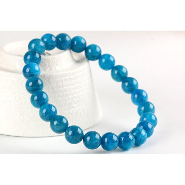 6A genuine natural apatite bracelet, 7 - 10mm round shape beaded bracelet - Image 2