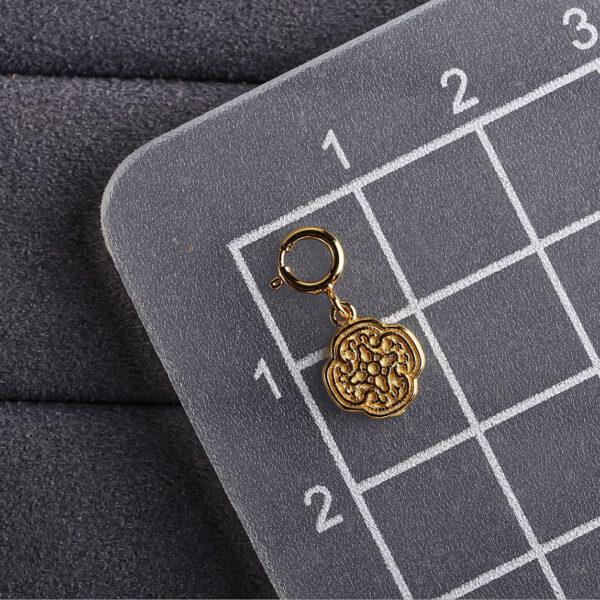 flower shape gild s925 sterling silver charm, ruyi pattern golden bead - Image 2