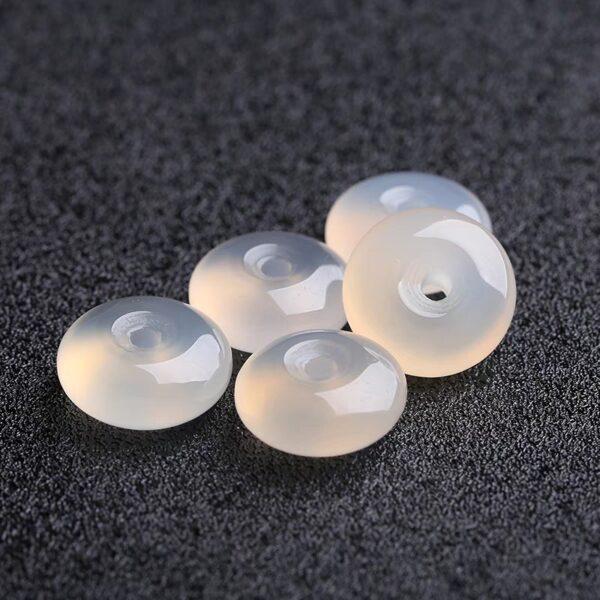 Donut shape genuine natural agate bead, white agate ring bead - Image 3