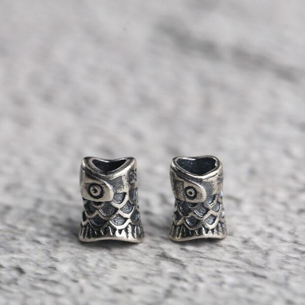 s925 sterling silver fish bead, oxidized silver bead - Image 3