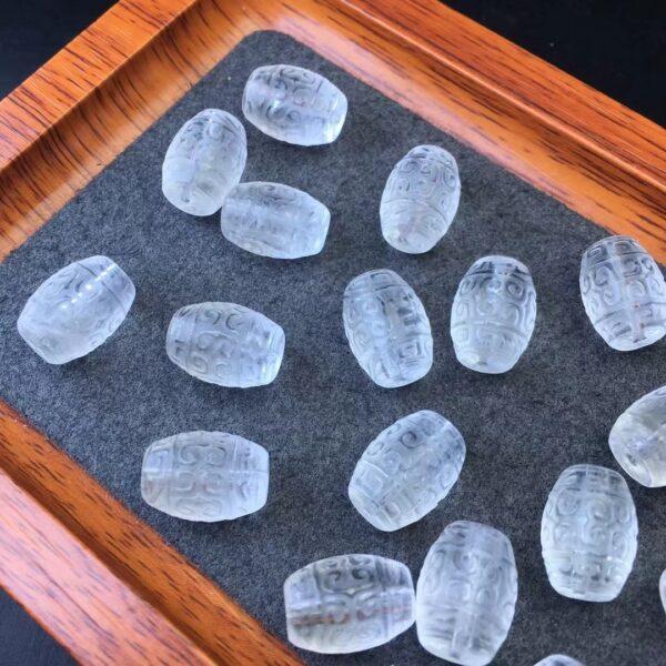 fret pattern oval shape genuine natural white agate bead, flower shape agate bead - Image 3