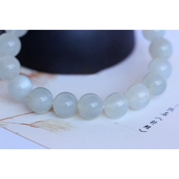 6A white light genuine natural moonstone bracelet, 6 - 12mm round shape beaded bracelet - Image 3