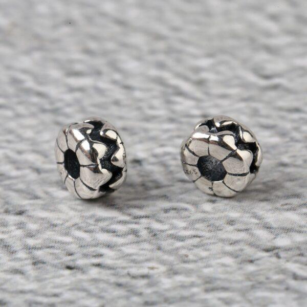 s925 sterling silver teeth pattern rondelle shape bead, oxidized silver bead - Image 3