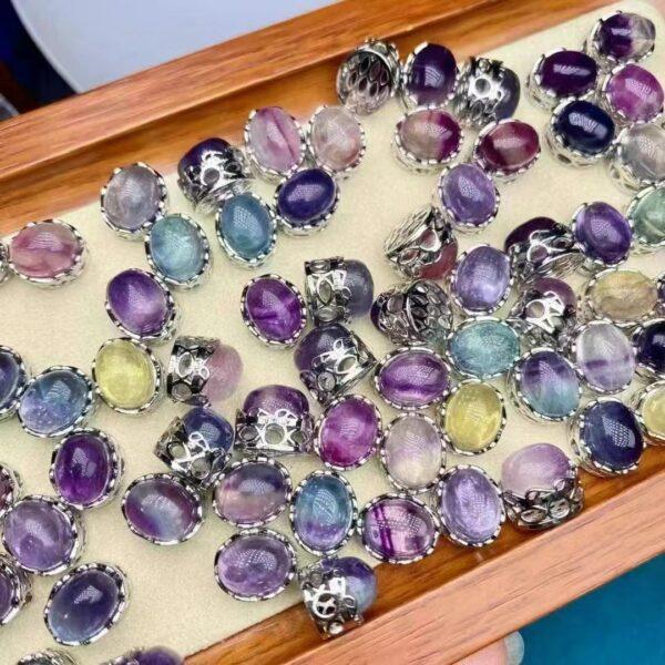 oval shape genuine natural fluorite bead, flower shape fluorite bead - Image 3