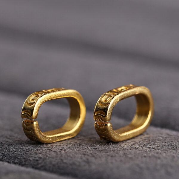 circle pattern oval shape gild s925 sterling silver bead, golden open clip - Image 3