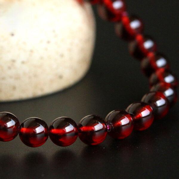 7A wine red genuine natural garnet bracelet, 6 - 10mm round shape beaded bracelet - Image 3