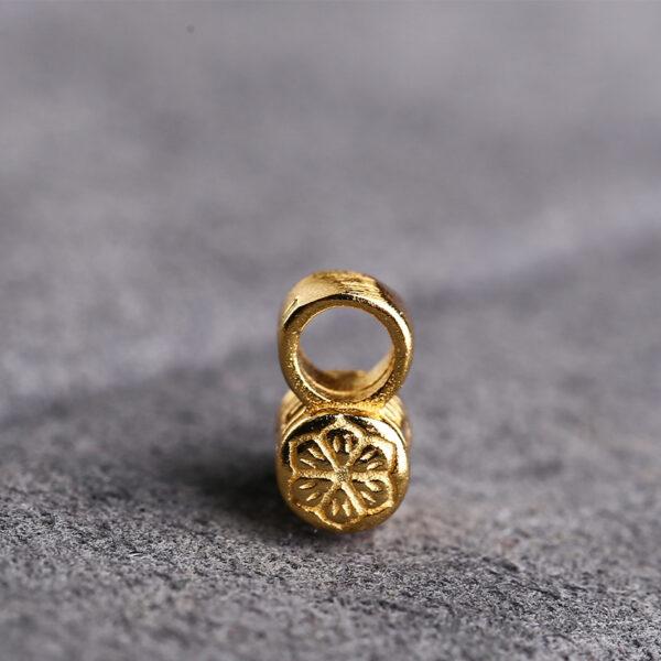 flower pattern round shape gild s925 sterling silver rope tie buckle, golden flower bead - Image 3