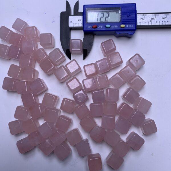 genuine natural rose quartz bead, pink bead, square bead, cube bead - Image 3