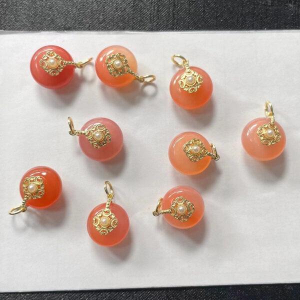 donut shape genuine natural agate charm, flower pattern red and pink agate charm bead - Image 3