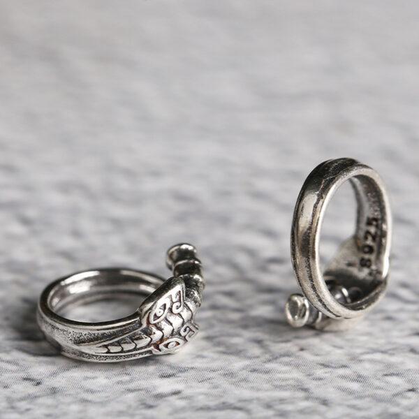 ring bead, curved sword bead, jump ring, spacer bead, s925 sterling silver, silver bead, oxidized silver bead - Image 3