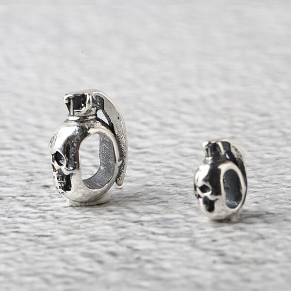 skull bead, skull charm, s925 sterling silver, silver bead, silver charm, oxidized silver bead - Image 3