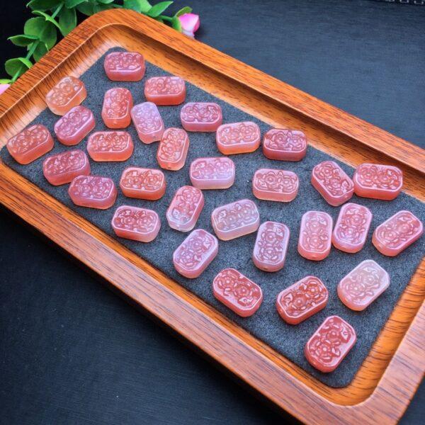 rectangle shape genuine natural agate bead, flower pattern red and pink agate bead - Image 3