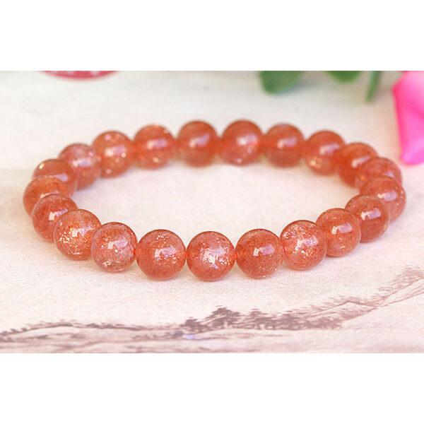 6A golden light genuine natural sunstone bracelet, 6 - 12mm round shape beaded bracelet - Image 3