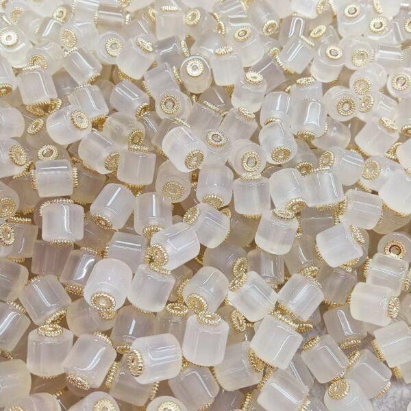 tube shape genuine natural agate bead, white agate tube bead - Image 3