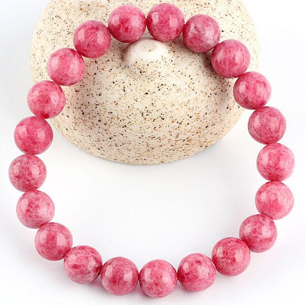 6A genuine natural rhodonite bracelet, 6 - 14mm round shape beaded bracelet - Image 3