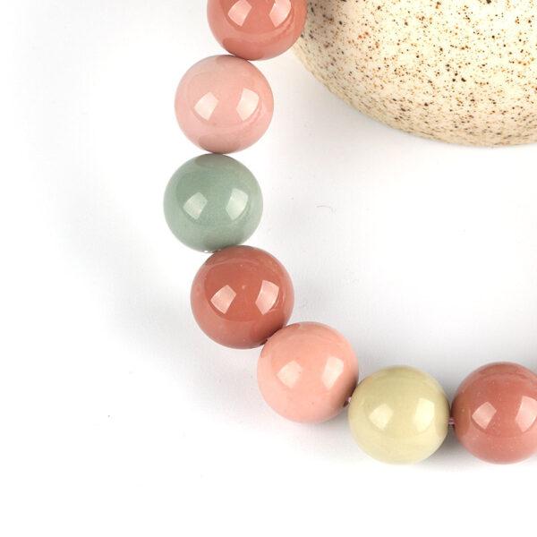 best genuine natural macaroon color agate bracelet, 6 - 14mm round shape colorful beaded bracelet - Image 3