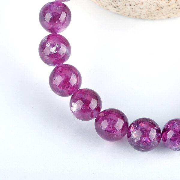 best genuine natural purple lepidolite bracelet, 7 - 14mm round shape beaded bracelet - Image 3
