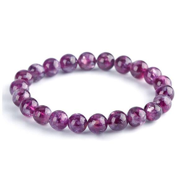 7A genuine natural purple lepidolite bracelet, 7 - 14mm round shape beaded bracelet - Image 3