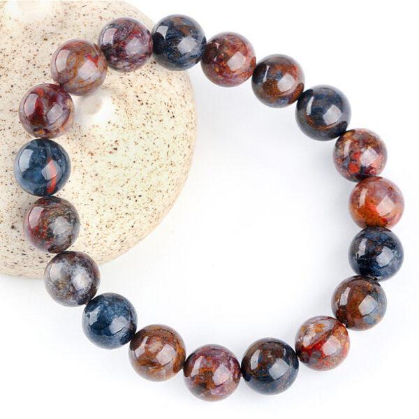 4A genuine natural colorful pietersite bracelet, 7 - 14mm round shape beaded bracelet - Image 3