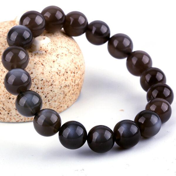 best genuine natural black moonstone bracelet, 6 - 12mm round shape beaded bracelet - Image 3
