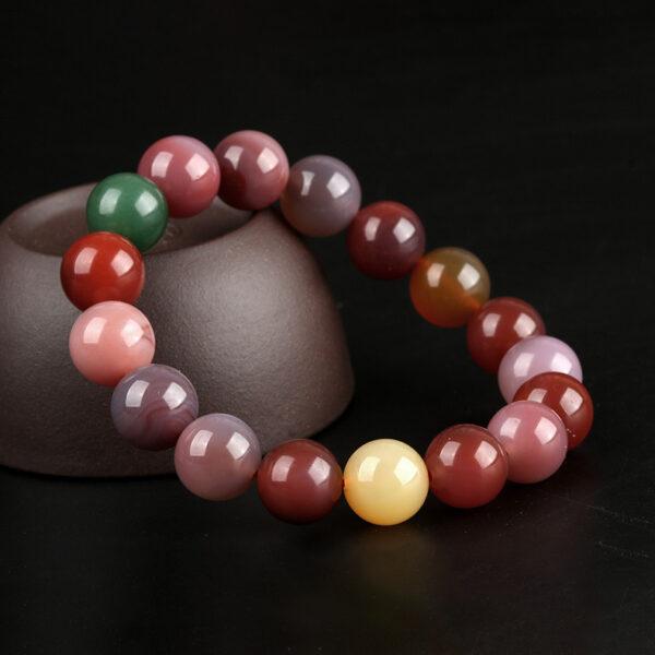 7A genuine natural colorful candy agate bracelet, 8 - 14mm round shape beaded bracelet - Image 3