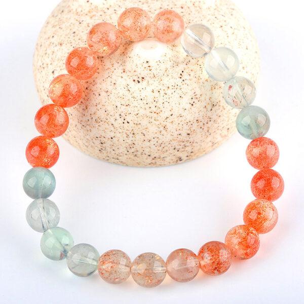 best genuine natural arusha sunstone bracelet, 6 - 12mm round shape beaded bracelet - Image 3