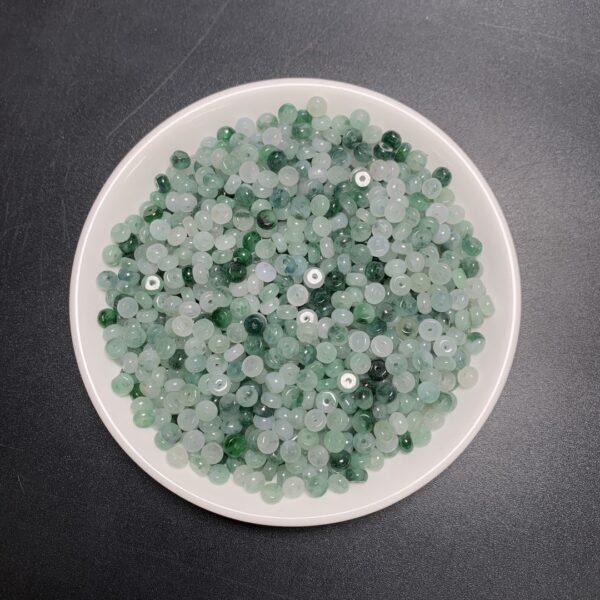 drum shape genuine natural icy mixed green jadeite bead, small jade bead - Image 3
